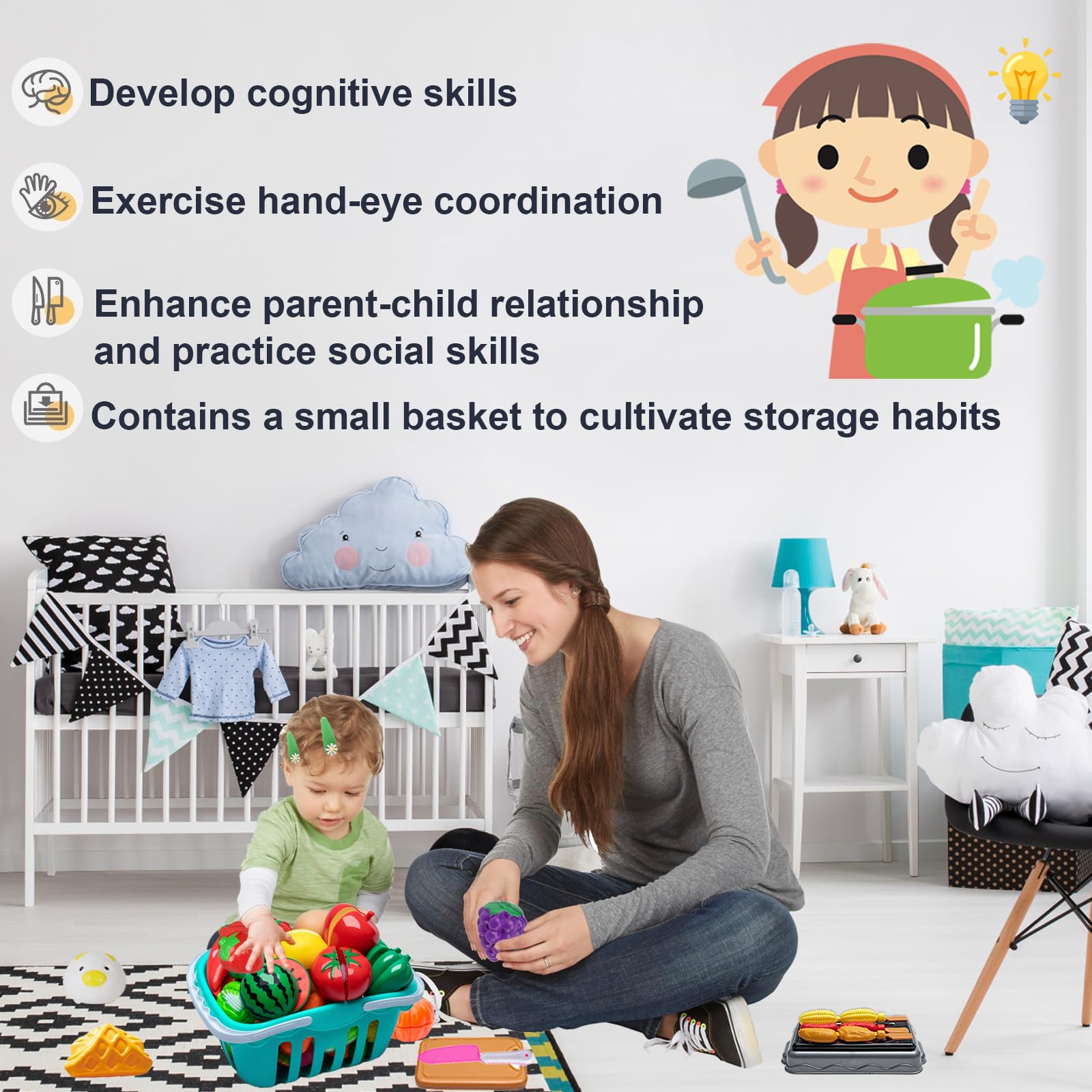 108Pcs Kids Kitchen Toy Accessories Set - Pretend Play BBQ Camping Cooking Utensils with Toy Vegetables & Cookware - Educational Learning Gift for Toddlers Girls & Boys - Perfect for Indoor Playtime & Birthday Parties