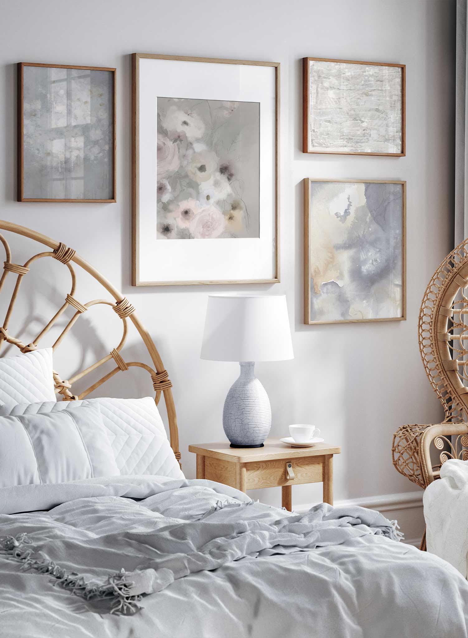 Vintage-Inspired Grandmillennial Bedroom Set - Queen Size Bed Frame, Dresser & Nightstand - Perfect for Cozy & Stylish Home Decor