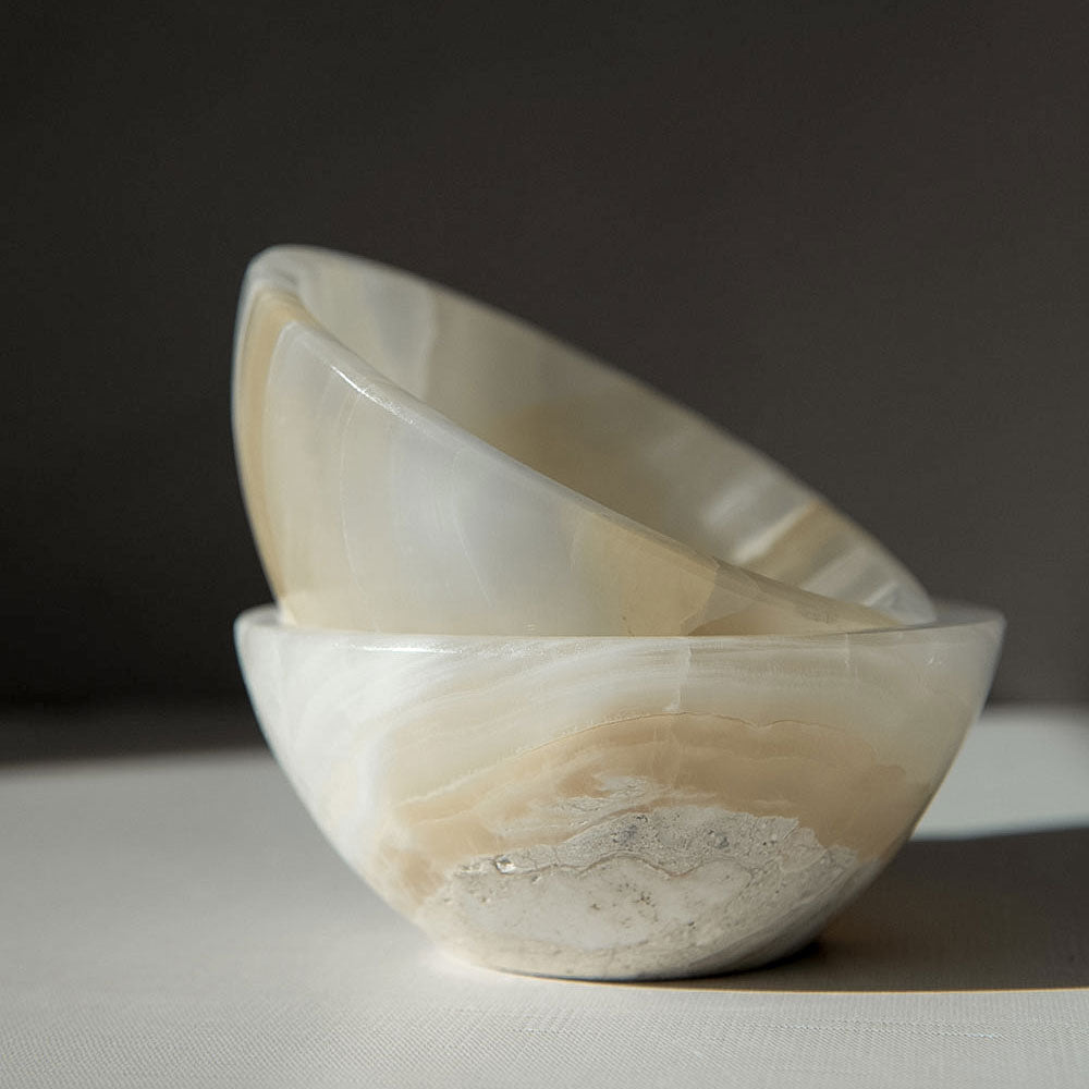 Handcrafted Unique Onyx Bowl - Elegant Stone Serving Bowl for Home Decor, Fruit Display & Gift Giving | Perfect for Dining, Entertaining & Zen Decor