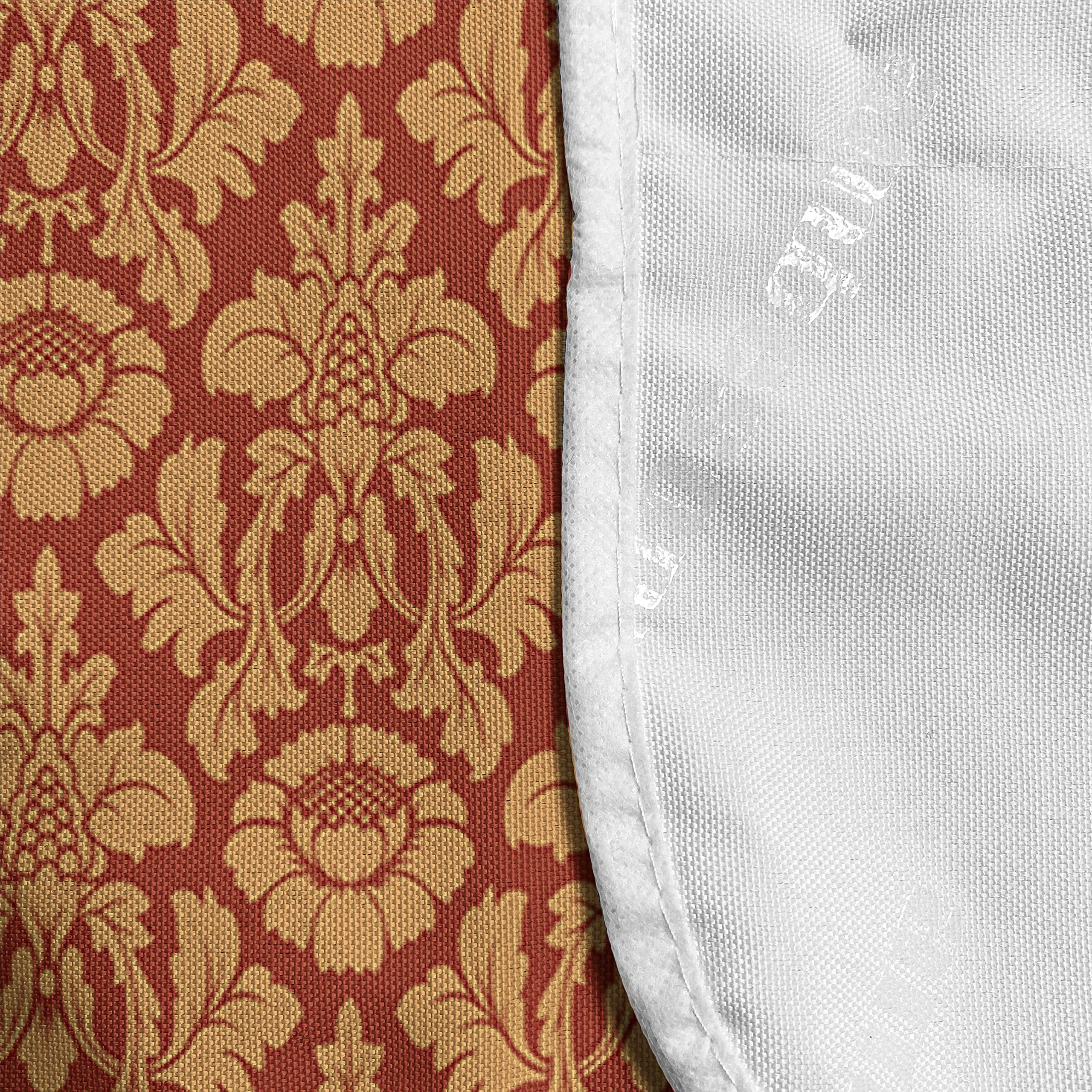 Ambesonne Antique Microwave Oven Cover - Royal Victorian Damask Baroque Rococo Pattern, Waterproof Kitchen Organizer with Pockets, 36 x 12 Inches, Vermilion Orange - Perfect for Vintage Style Kitchens & Countertop Protection