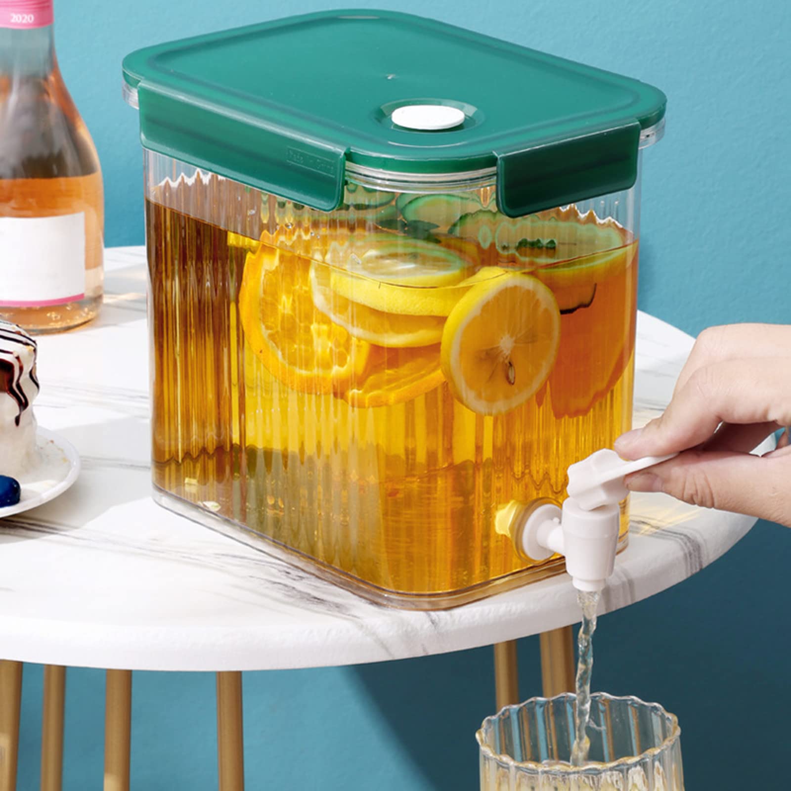 3.5L Cold Kettle with Faucet - Insulated Refrigerator Water Pitcher for Juice, Lemonade & Beverages | BPA-Free Drink Dispenser with Lid | Perfect for Iced Tea, Fruit Infusions & Milk Storage in Kitchen, Office or Parties