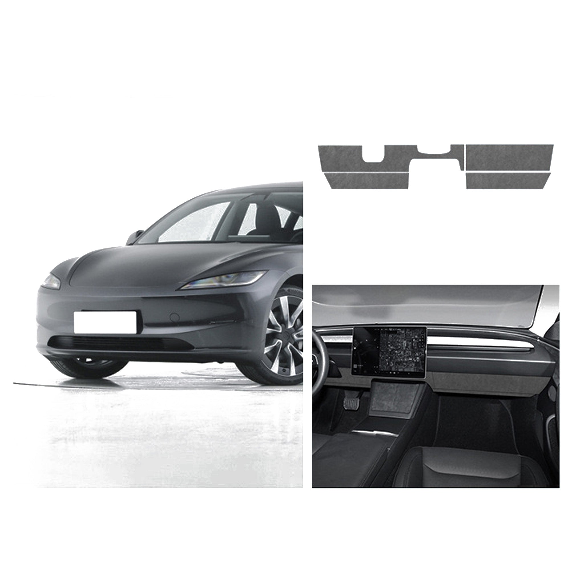 Tesla Alcantara Knee Bolster Panel & Glove Box Wraps for 2024+ Model 3 Highland & Model Y Juniper (4 Pcs) - Premium Interior Upgrade for Enhanced Comfort & Style While Driving