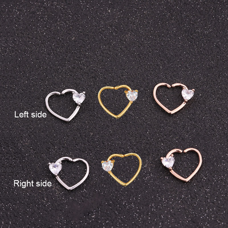 18K Rose Gold Heart Daith Hoop Earrings for Women - Minimalist Cartilage Piercing Jewelry - Perfect for Valentine's Day Gifts & Everyday Wear | HSER8511