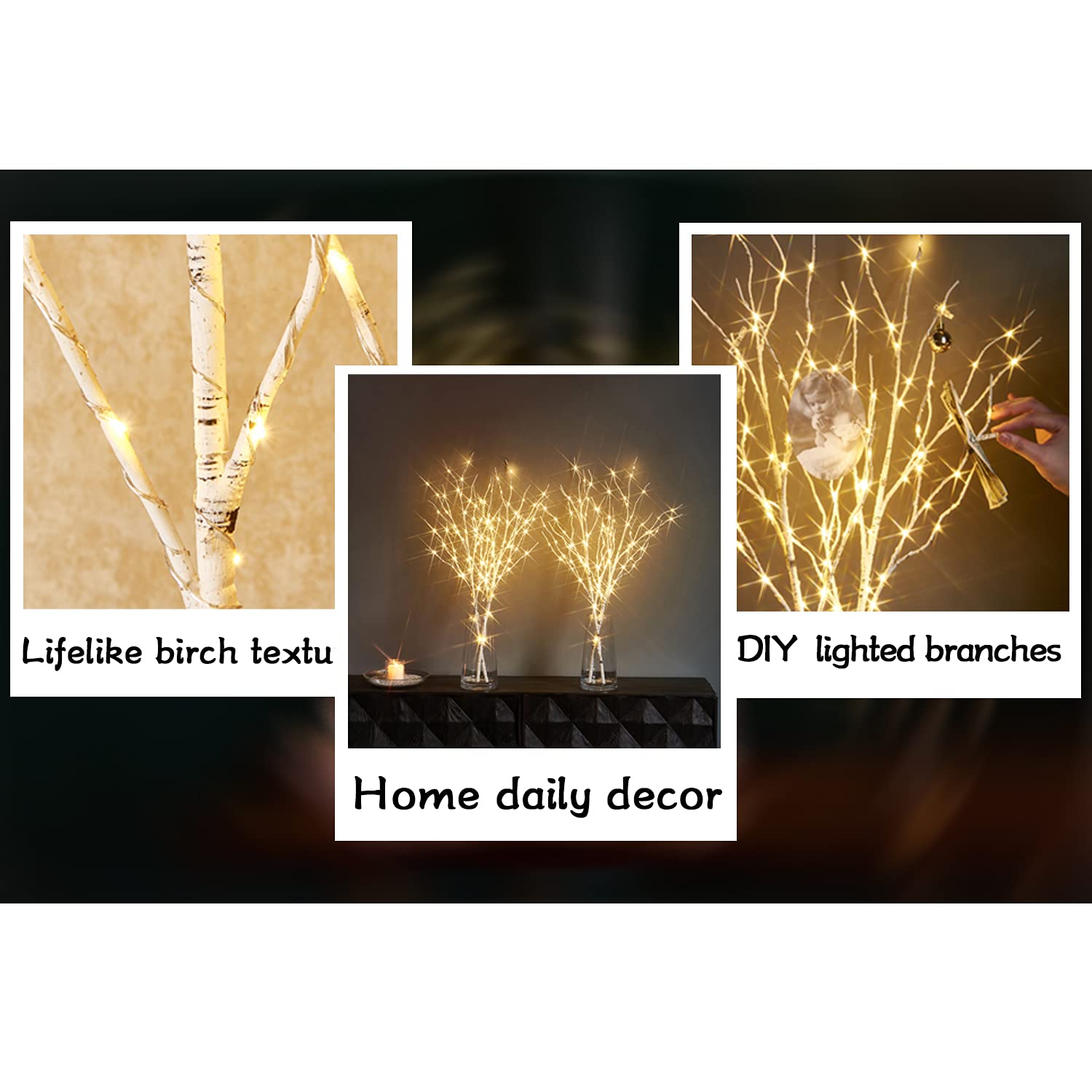 Fudios 100 LED Birch Branch Lights with Timer - 32IN Tall Battery Operated Willow Twig for Vase | Indoor/Outdoor Decoration for Home, Party, Wedding & Garden