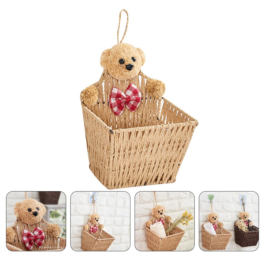 Cabilock 1-Piece Bear Woven Wall Hanging Basket - Large Seagrass Storage Bin for Home Organization | Perfect for Bathroom, Bedroom & Living Room Decor