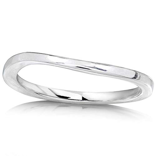 Kobelli 14K White Gold Curved Wedding Band Ring for Women - Elegant Curved Design Perfect for Bridal Jewelry, Anniversary Gifts & Special Occasions