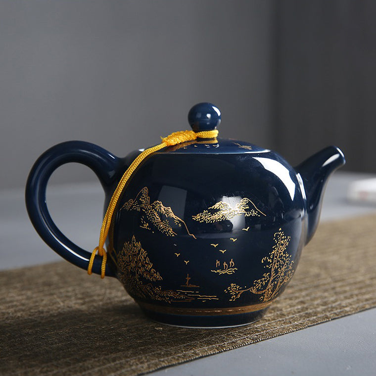 Exquisite Chinese Blue Landscape Porcelain Tea Set - Handcrafted 12-Piece Ceramic Gift Set for Afternoon Tea, Home Decor & Wedding Gifts - Perfect for Tea Ceremonies, Housewarming & Collectors