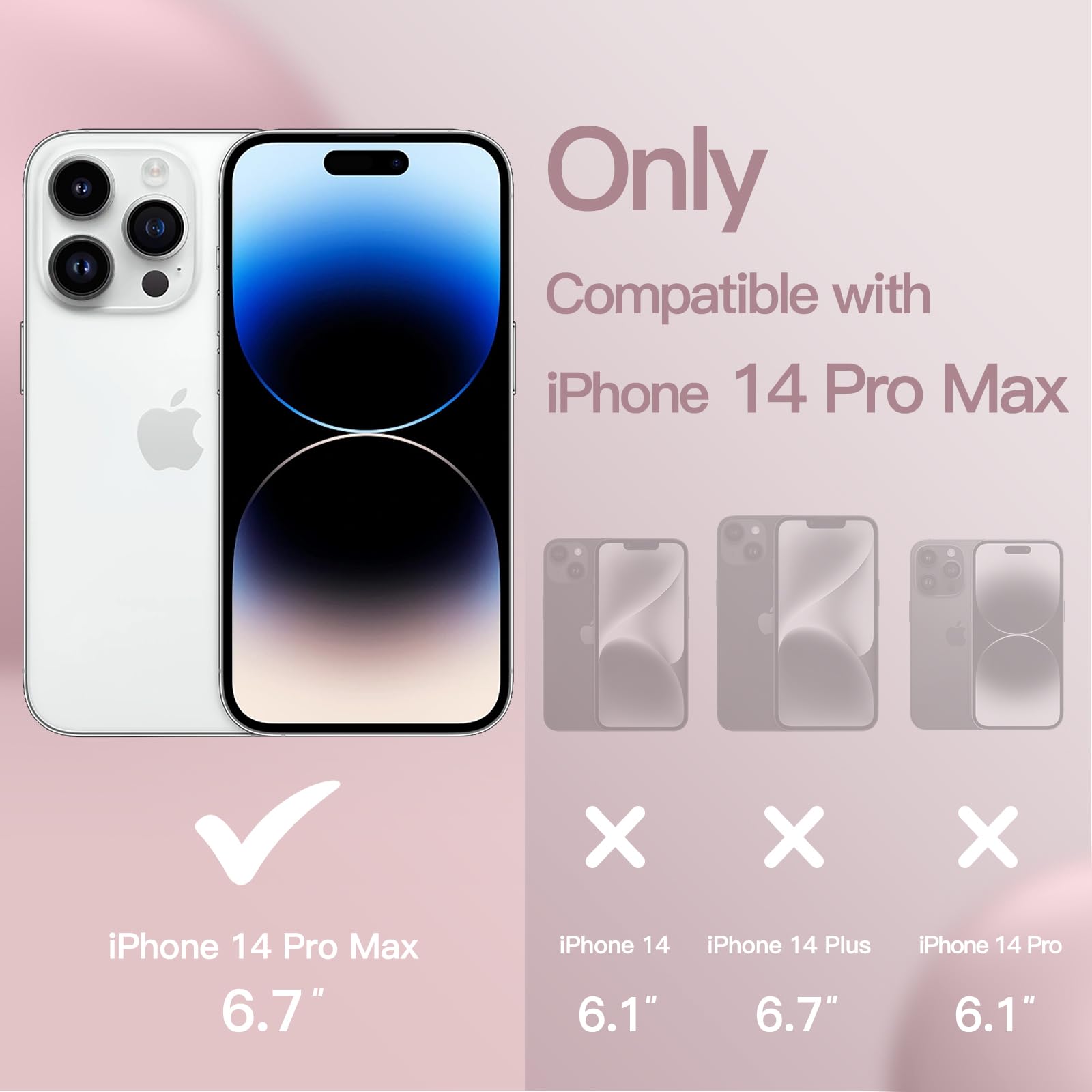 JETech Magnetic Silicone Case for iPhone 14 Pro Max 6.7-Inch - MagSafe Compatible Protective Cover with Full Camera Lens Protection (Pink) | Slim Fit Shockproof Design for Everyday Use & Wireless Charging