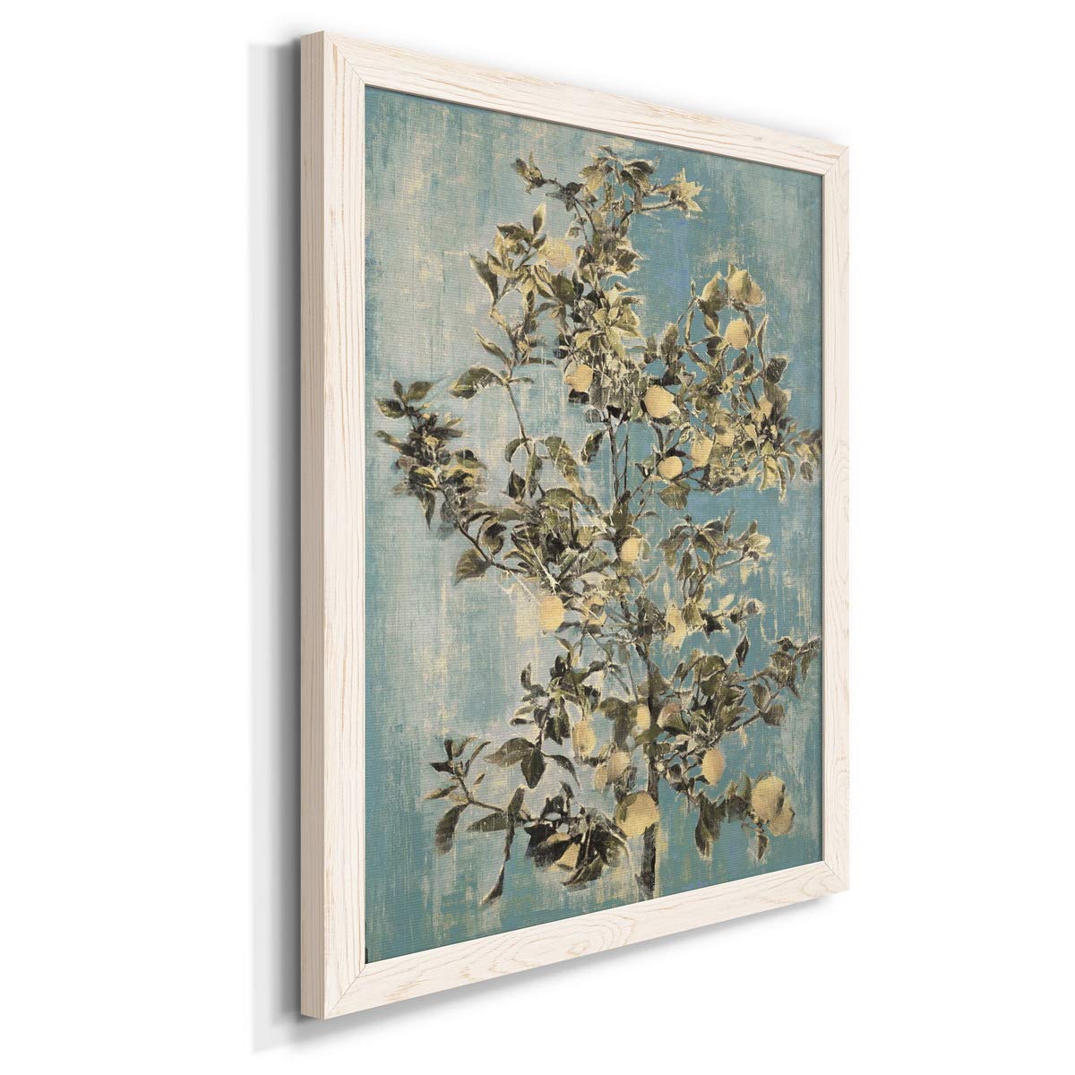 Abstract Geometric Wall Art - White Framed Canvas Print 17x20 Inches - Modern Bathroom Decor & Gallery Wall Décor - Trendy Eclectic Lemon Tree Design - Perfect for Living Room, Bedroom or Office