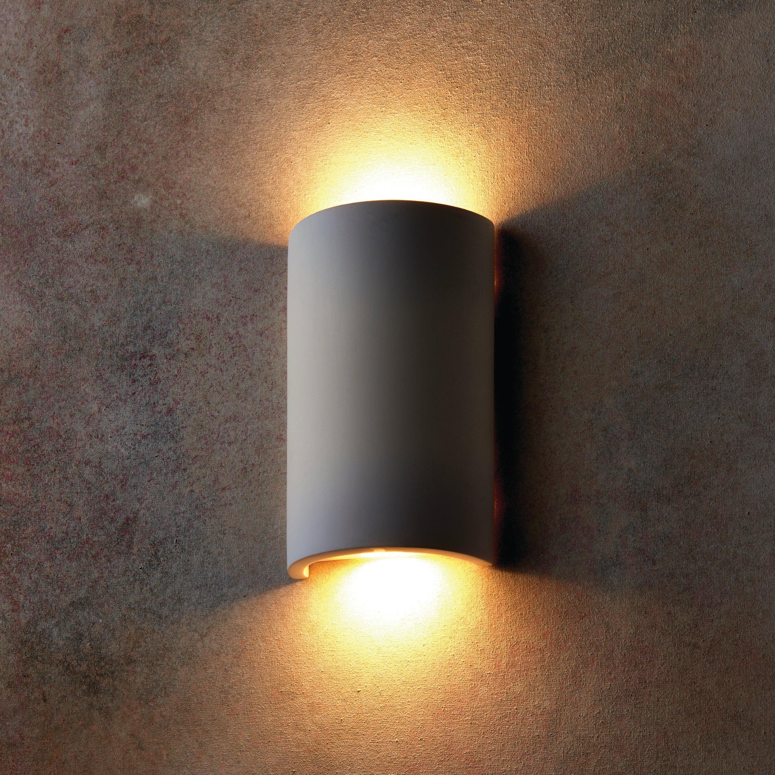 Crescent White Paintable Plaster Wall Light 2.8W LED - Modern Home Decor Lighting for Bedroom, Living Room & Hallway