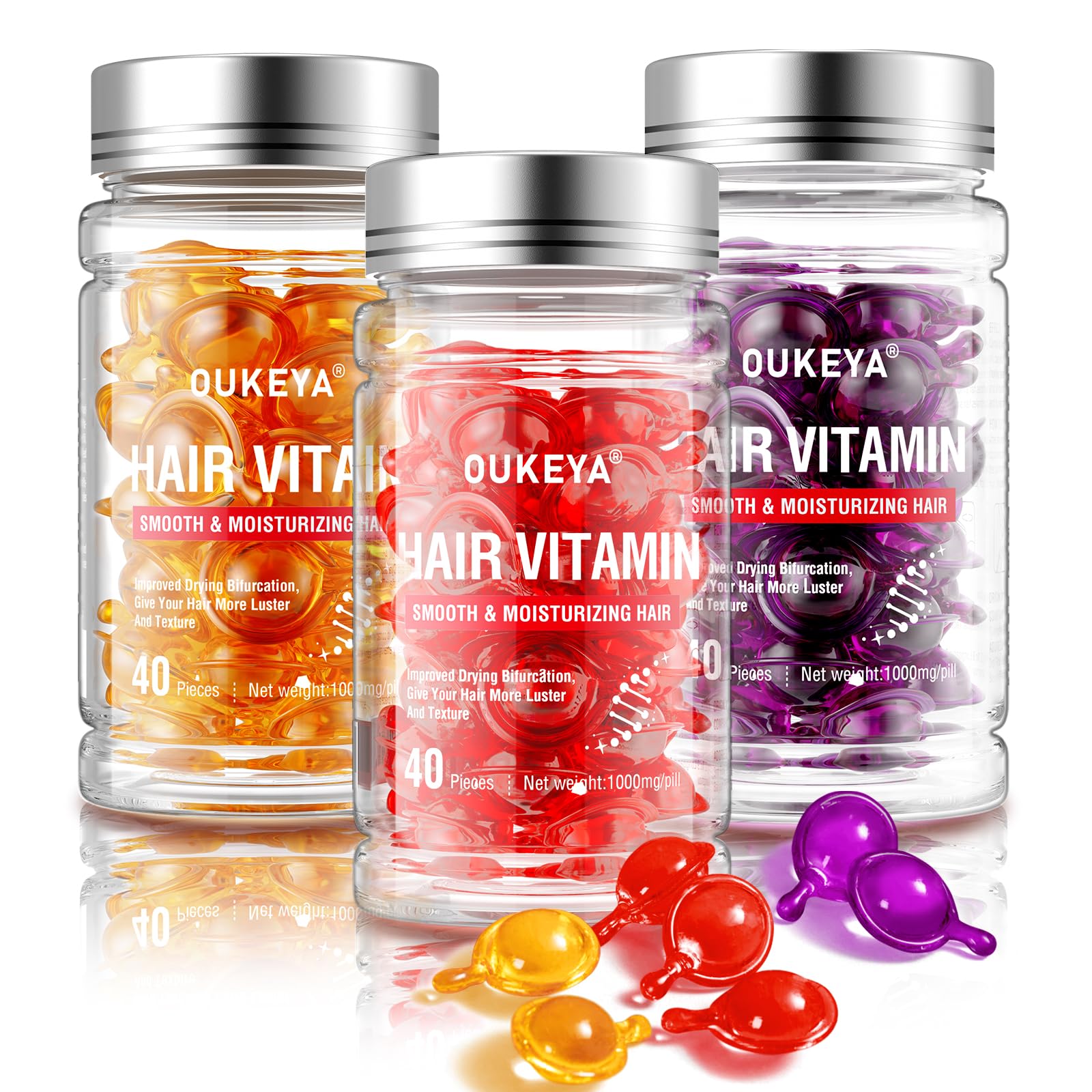 Hair Growth Vitamins Serum with Argan, Macadamia & Avocado Oils - No Rinse Leave-In Treatment with Vitamins A, C, E & Pro B5 - Repairing Hair Serum for Frizzy, Damaged Hair - Deep Conditioning Treatment for Women & Men - Perfect for Daily Hair Care, Salon-Quality Results at Home