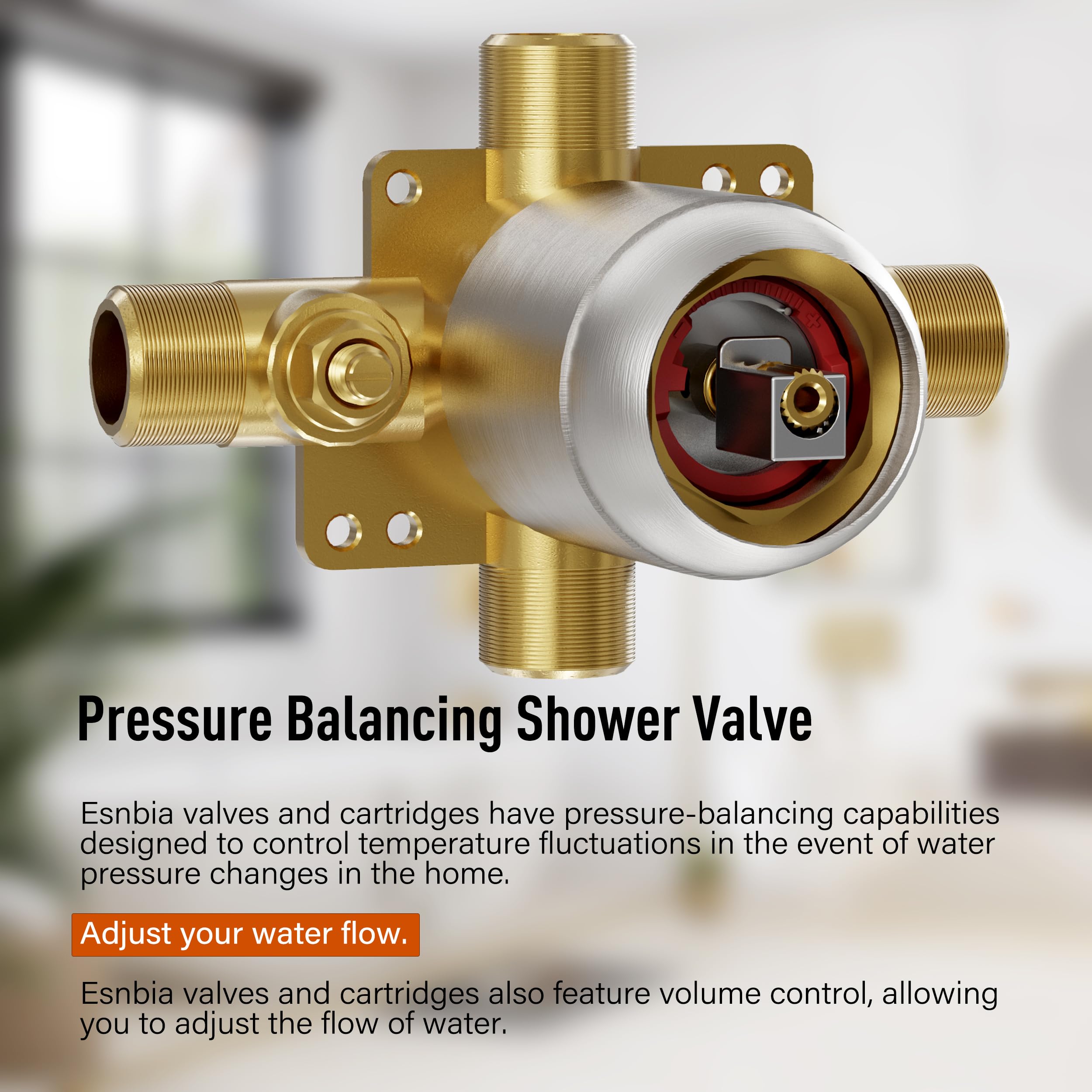 Esnbia Brushed Nickel Shower Tub Kit - Single-Handle Tub and Shower Faucet Set with 6-Inch Rain Shower Head & Tub Spout (Valve Included) - Perfect for Bathroom Renovation & Modern Home Upgrade