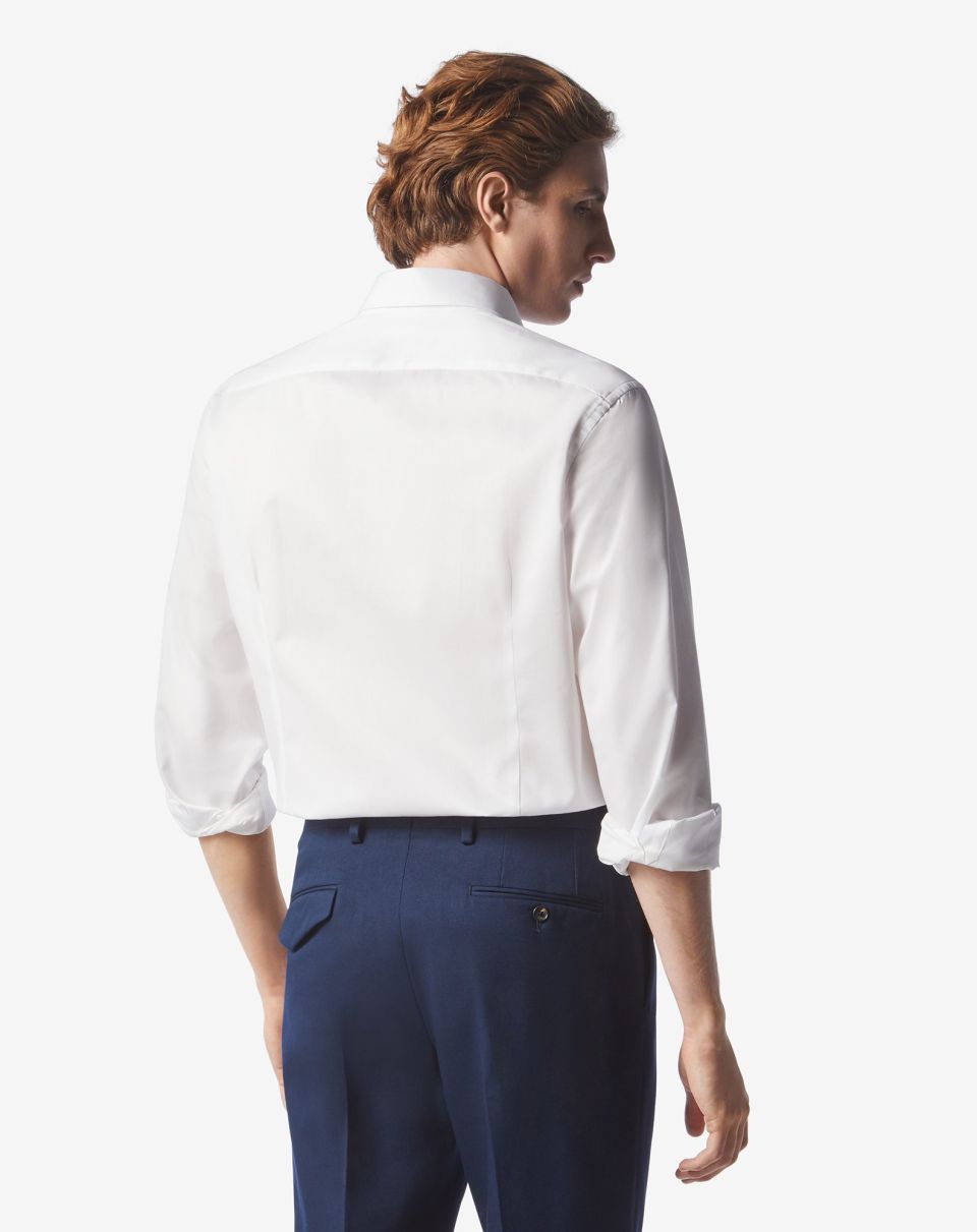Corneliani Premium White Fine Twill Dress Shirt for Men | Business & Formal Wear | Office, Wedding & Special Occasions