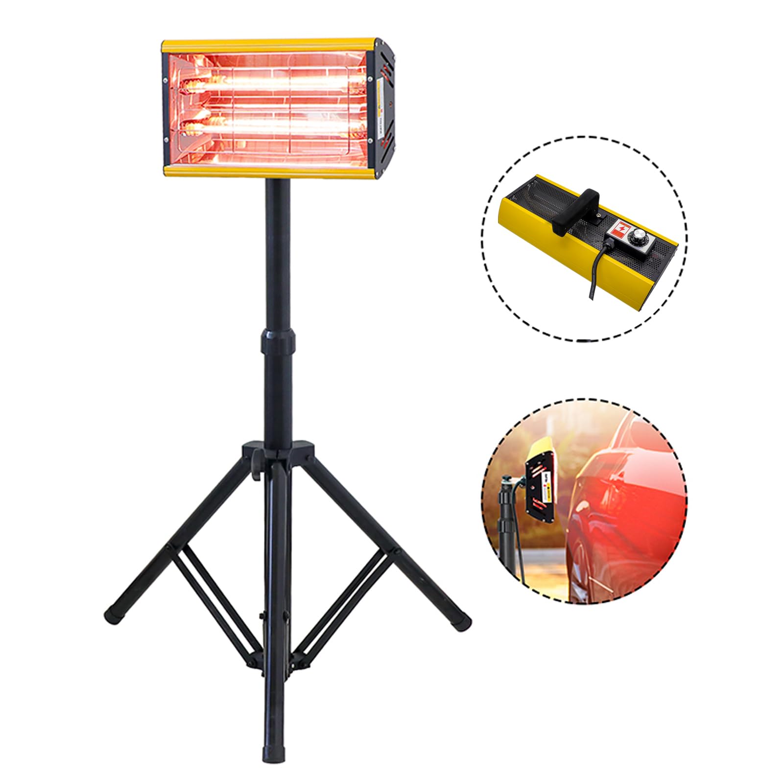 2000W Shortwave Infrared Paint Curing Lamp with Timer & Adjustable Bracket - DATOUBOSS Heat Lamp for Auto Body Repair, Paint Drying System (110V, Model ZJ-SC-003) - Perfect for Professional Car Paint Shops & DIY Automotive Restoration