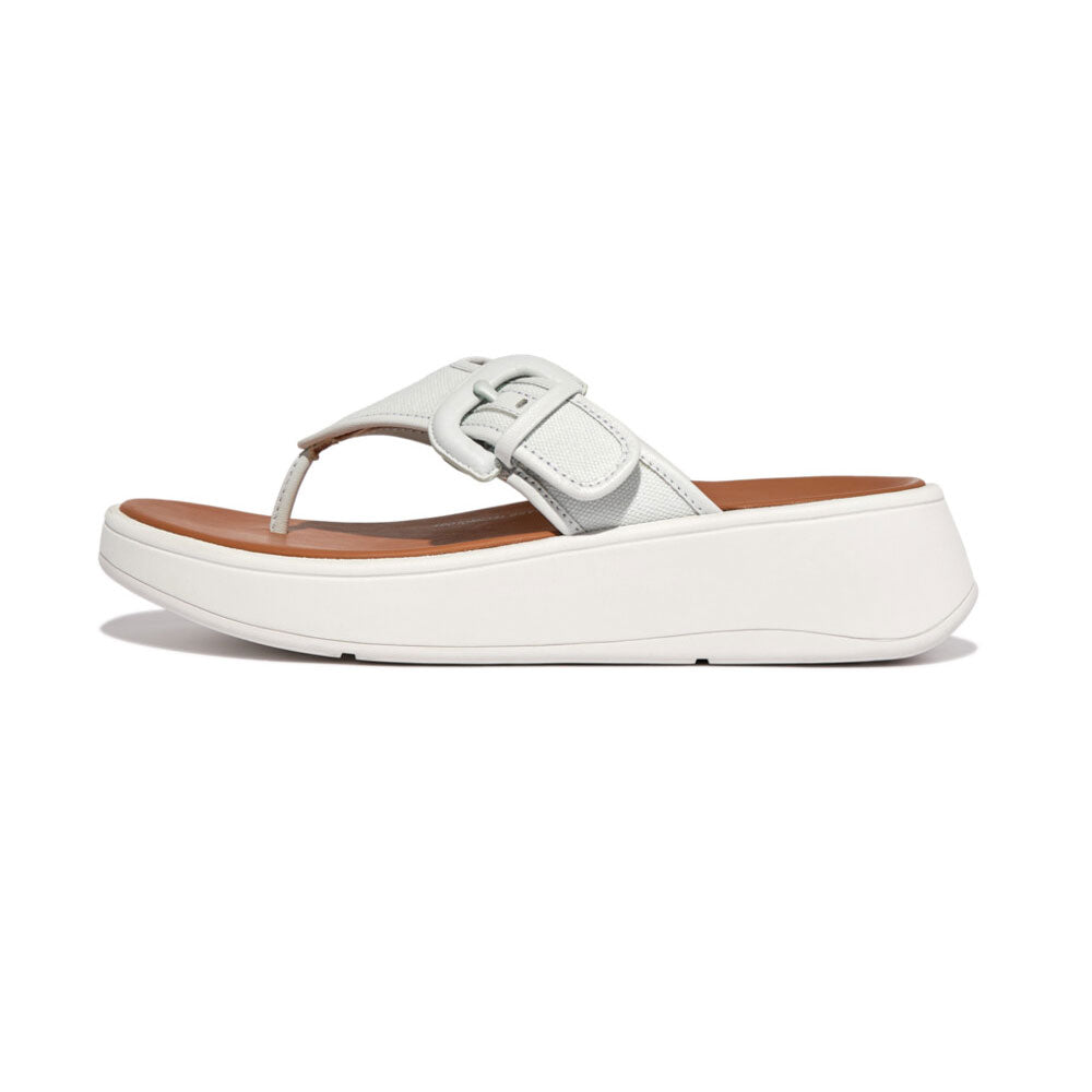 FitFlop F Mode Flatform Buckle Canvas Sandals for Women - Comfortable Walking Shoes in Seafoam Blue | Perfect for Beach, Vacation & Summer Outfits