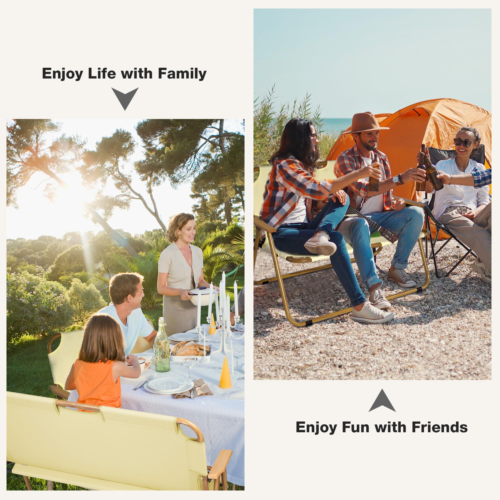 LUCKYERMORE 2-Person Folding Loveseat Camping Chair - Portable Aluminum Double Seat with Armrests for Outdoor, Beach, Picnic, Fishing & Travel | Compact Design for Indoor/Outdoor Use | Perfect for Couples, Camping Trips & Backyard Relaxation
