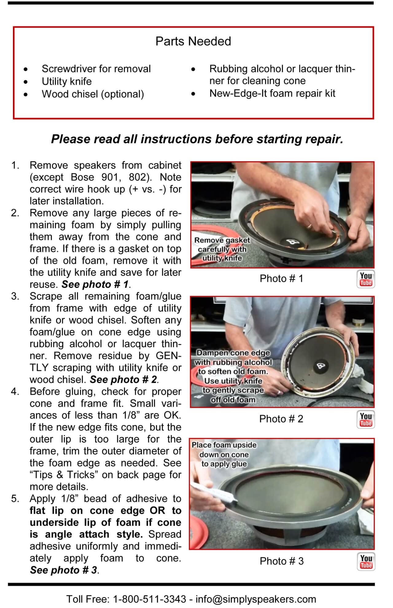 Boston Acoustics A-400 Complete System Speaker Repair Kit FSK-A400C - Perfect for Home Audio and Vintage Speaker Restoration