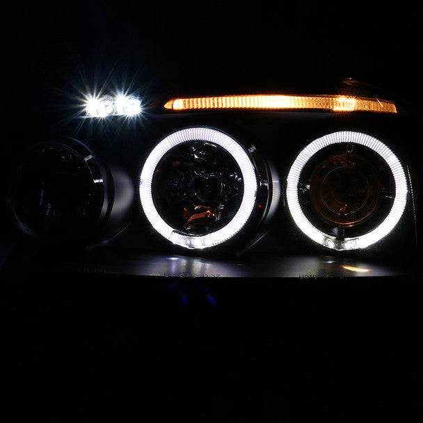 2006-2010 Volkswagen Jetta & 2006-2008 Golf/Rabbit Black Projector Headlight Housing Kit with Dual Halo LED - Upgrade Your Car Lighting for Night Driving & Enhanced Style