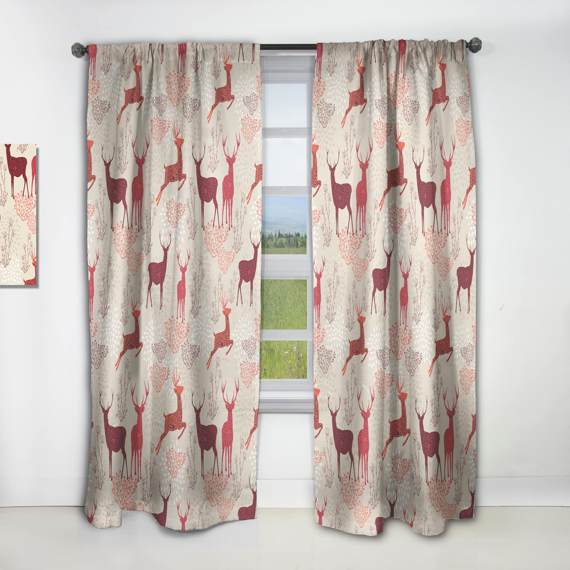 DesignQ Thermal Insulated Christmas Deer Pattern Curtains - Single Panel 52x108 - Perfect for Bedroom & Living Room Decor During Holidays