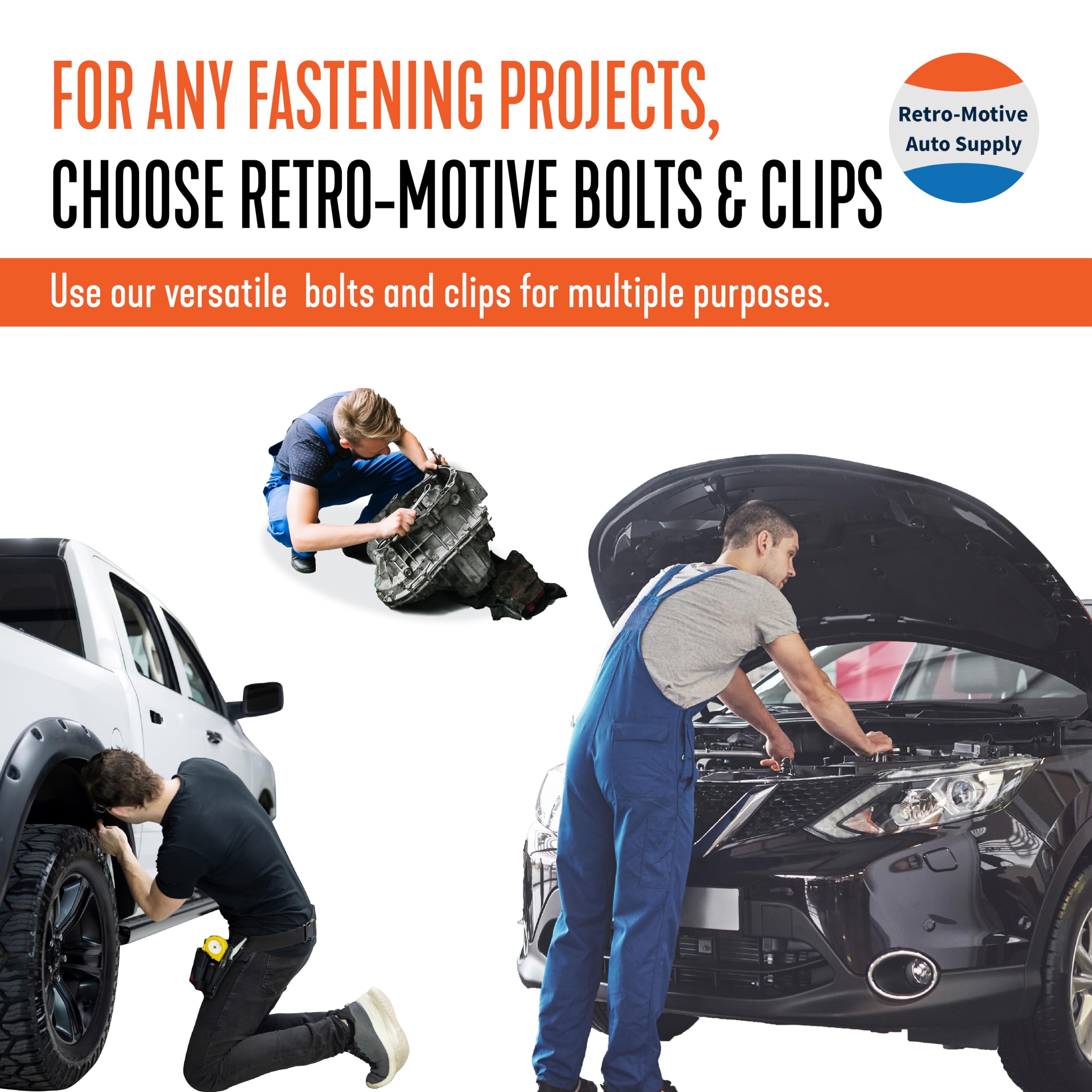 Body Bolts & Clips Kit - 10pc M6 Hex Head Bolts & 10 Replacement Clips - Black OE Spec Automotive Fasteners - Perfect for Car & Truck Body Panels, Bumpers, Fenders & Interior Trim Repair