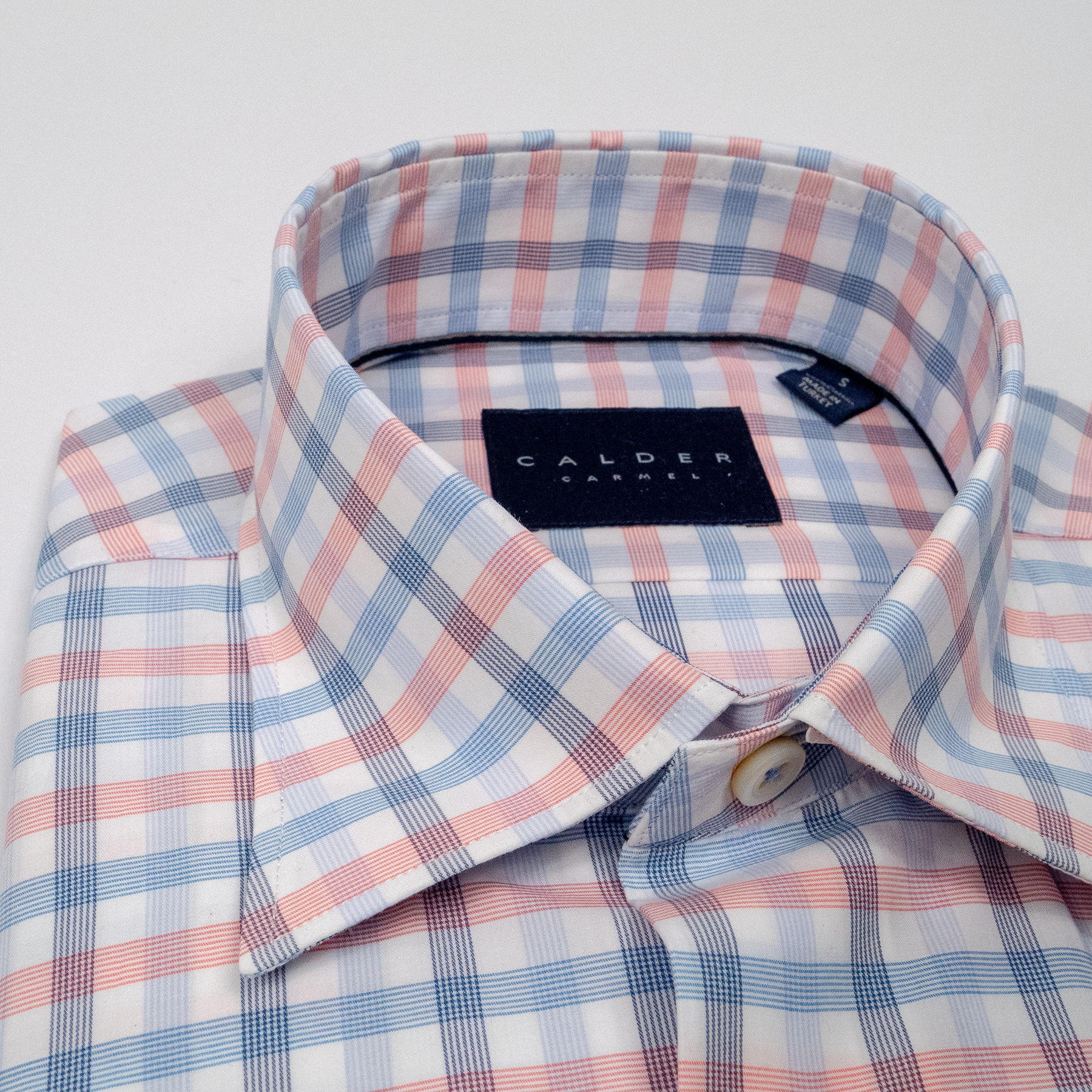 Calder White/Blue/Pink Plaid Long Sleeve Shirt for Men - Casual Button Down Flannel Shirt for Fall & Winter Outfits, Office Wear, and Outdoor Activities