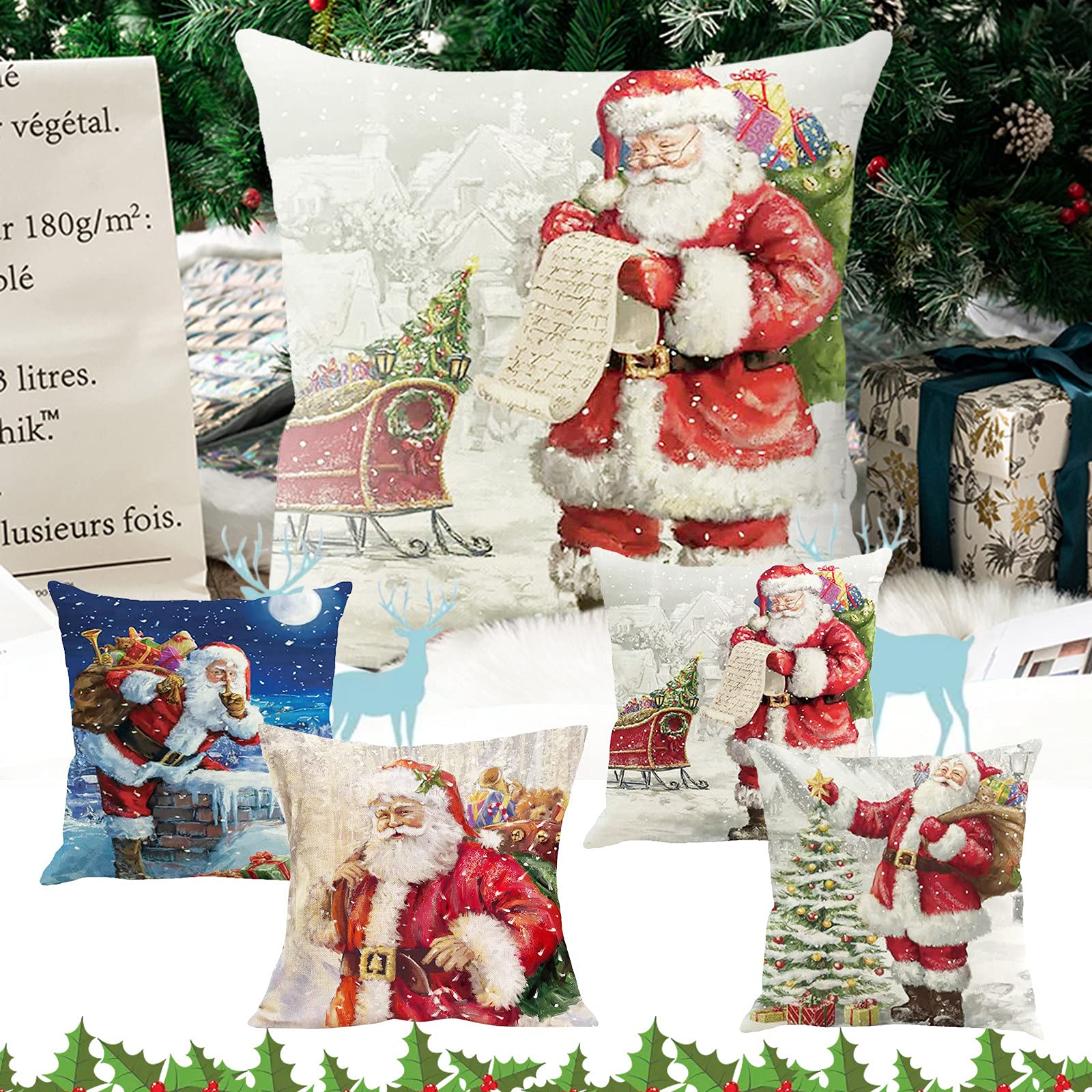Soft Cotton Waist Sofa Cushion - Christmas Home Decor Throw Pillow with Linen Case - Perfect for Living Room, Bedroom & Holiday Decoration