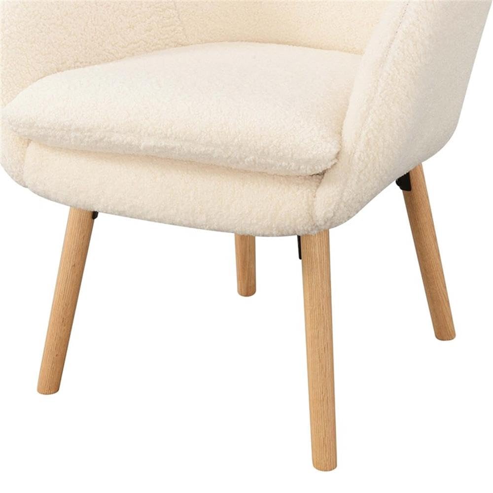 Home Square Charlotte Sherpa Furniture Accent Chair in Off White - Set of 2 Cozy Living Room Chairs for Small Spaces, Perfect for Reading Nook or Bedroom Sitting Area