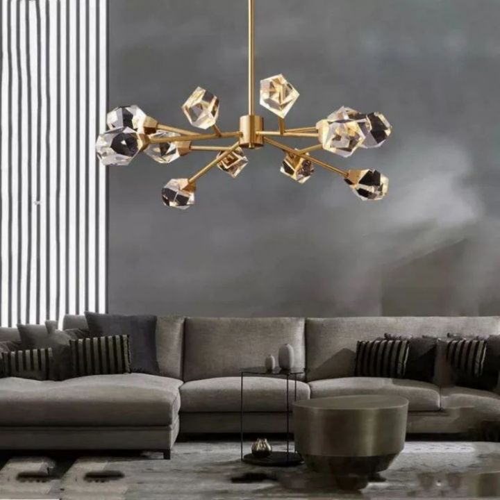 Isaro Faceted Oval Chandelier - Modern Crystal Ceiling Light Fixture for Living Room, Dining Room, Bedroom & Entryway - Elegant Home Decor Lighting for Luxury Interiors
