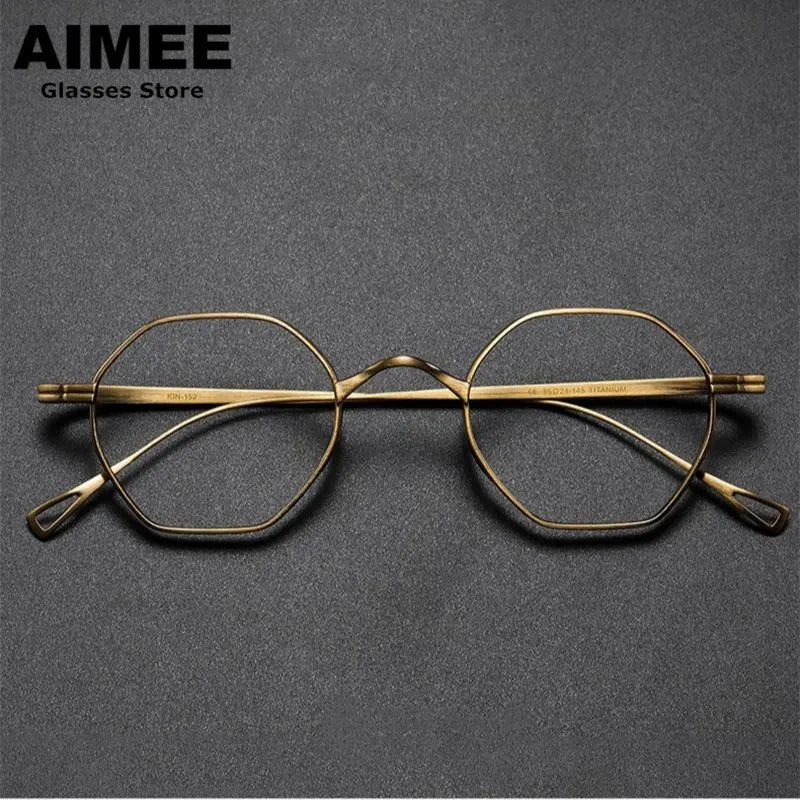 Aimee Unisex Full Rim Small Hexagon Titanium Eyeglasses 112152 - Lightweight & Durable Frame for Men & Women - Perfect for Reading, Work & Fashion Accessories