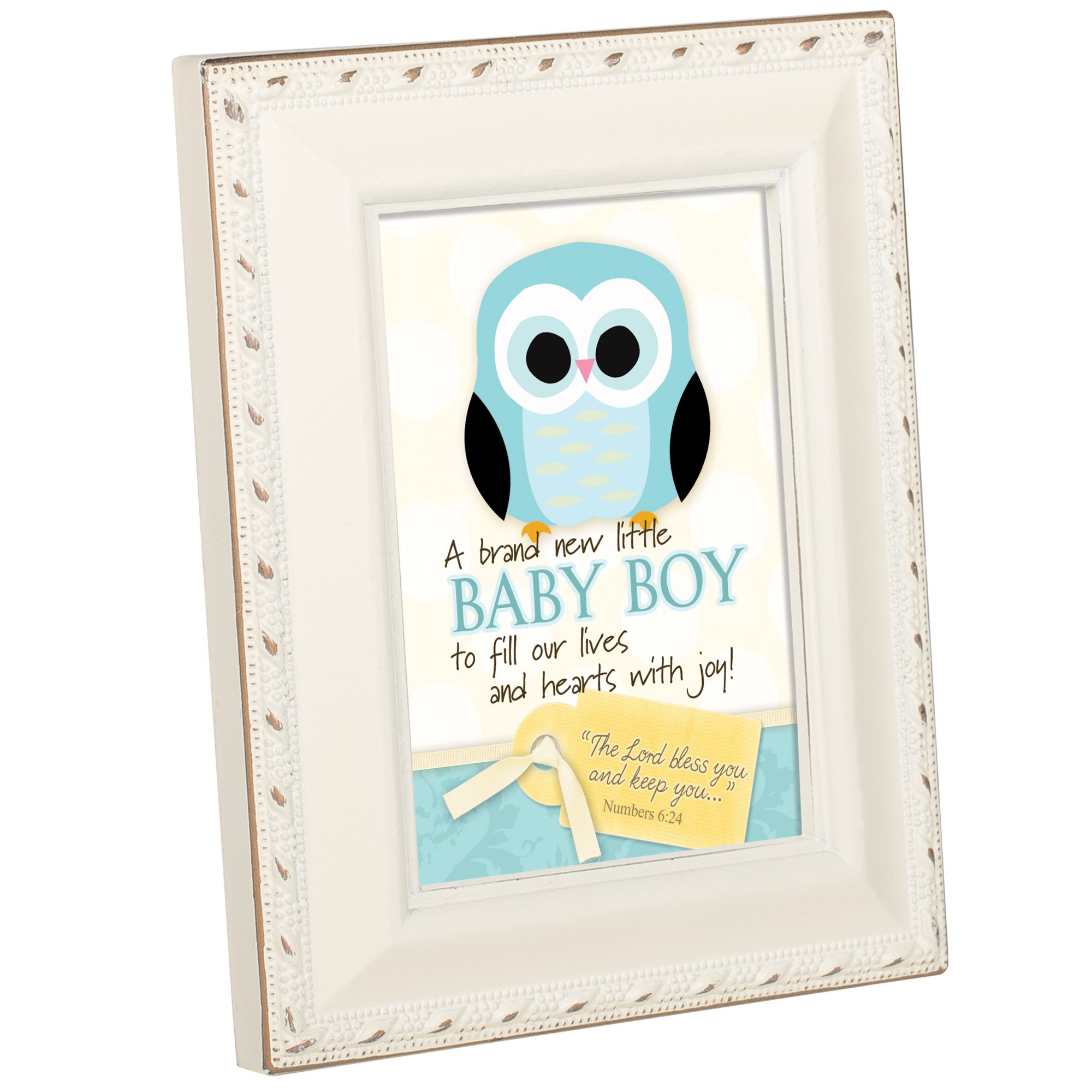 Baby Boy Ivory Inspirational Cottage Garden Tiny Picture Frame with Easel & Magnet - Perfect Nursery Decor, Christening Gift & Home Wall Art