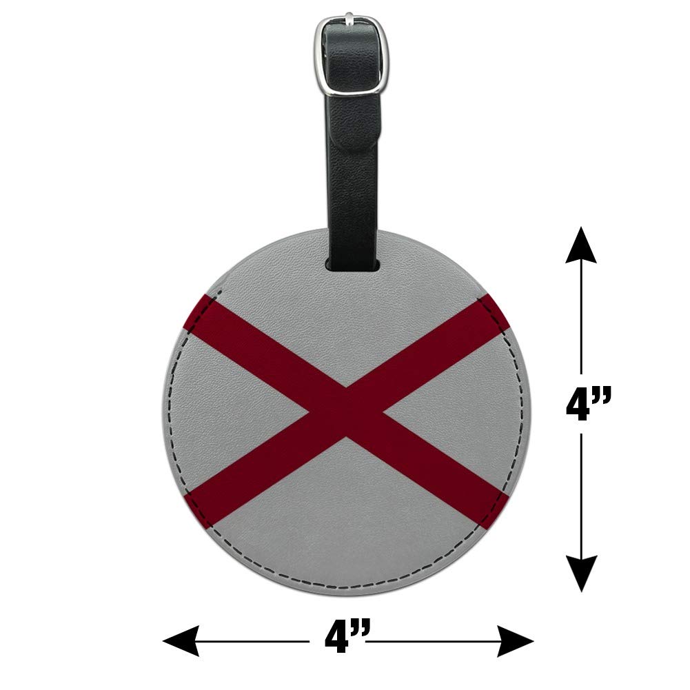 Alabama State Flag Round Leather Luggage Tag - Personalized Suitcase ID Tag for Travel Bags, Carry-Ons & Backpacks - Perfect for Travel Identification & Gift Giving