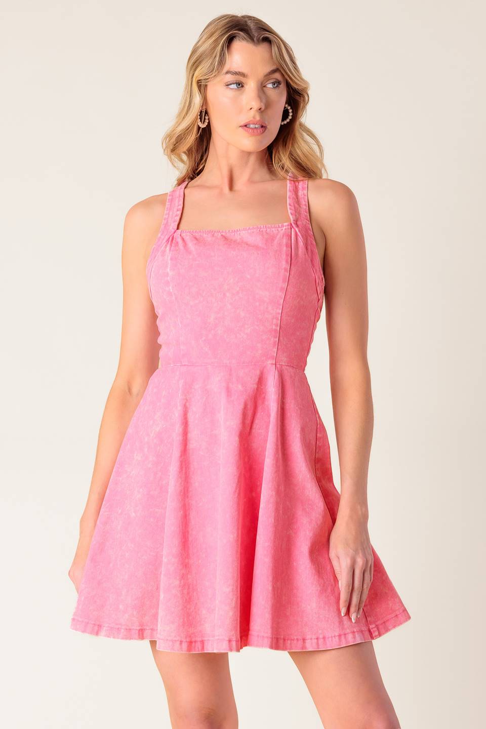 Pink Denim Mini Dress - Floral Print Summer Dress for Women | Boho Chic Style, Casual & Party Wear | Perfect for Beach Outings, Date Nights & Festivals