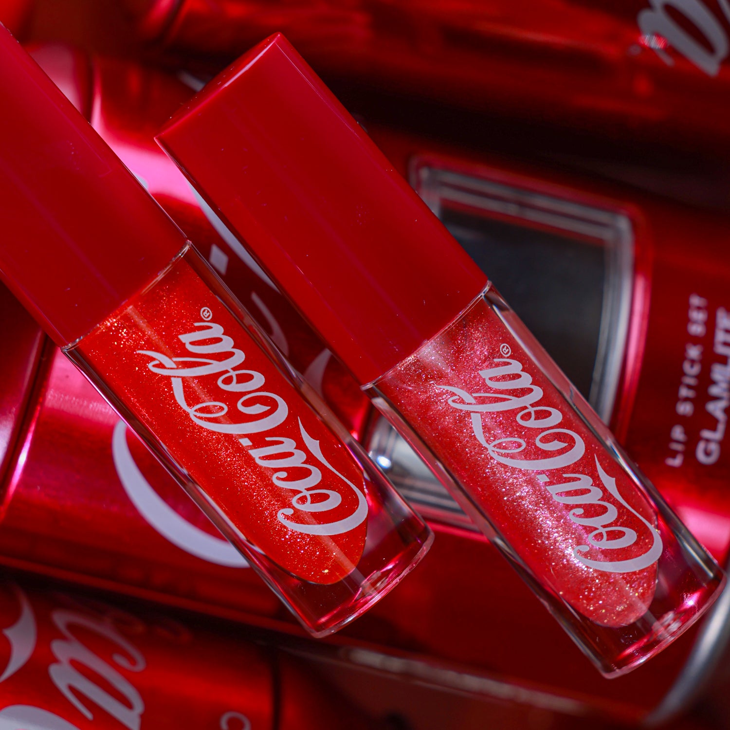 Glamlite x Coca Cola Original Lip Gloss Set - 6 Shimmering Lip Gloss Shades, Vegan & Cruelty-Free - Perfect for Parties, Date Nights & Everyday Wear