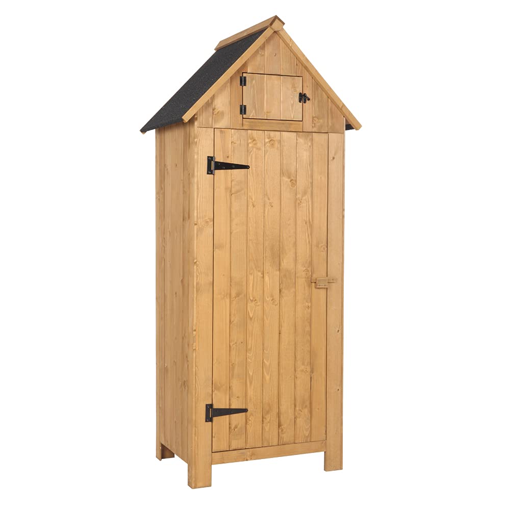 Ochine Wooden Garden Storage Shed - Outdoor Lockable Tool Cabinet Organizer for Yard, Patio & Backyard | Weatherproof Wood Shed for Gardening Tools, Lawn Equipment & Outdoor Storage