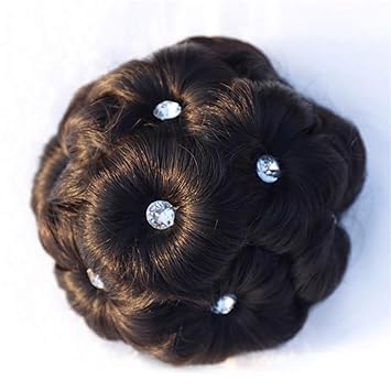 RUBELA Women's Hair Clutchers - Artificial Juda Hair Extensions for Bun & Updo Styling | Natural-Looking Stone Decorated Hair Accessories for Weddings, Parties & Special Occasions