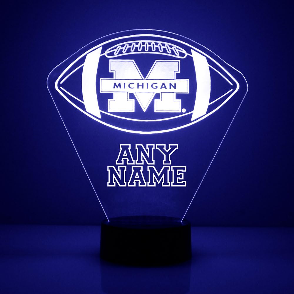 University of Michigan Wolverines Football LED Night Light - Customizable College Sports Fan Gift for Bedroom, Game Room, or Dorm Decor