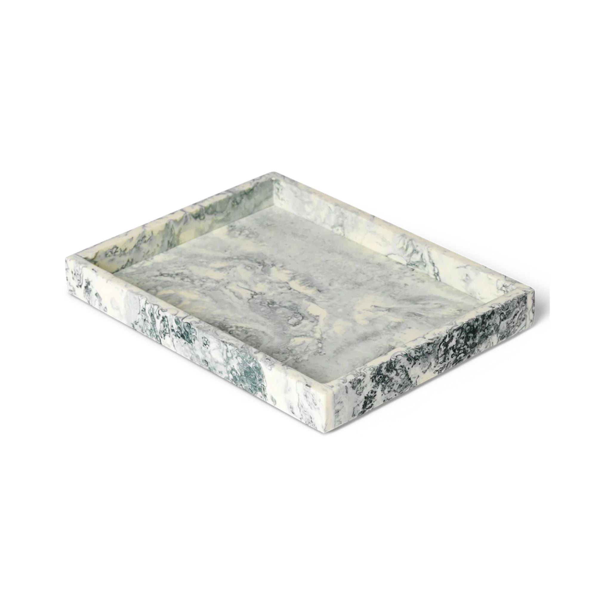 FERM LIVING Mist Tray - 15x20cm Emerald & Off White Serving Tray for Bathroom, Vanity, Coffee Table Decor & Jewelry Organization