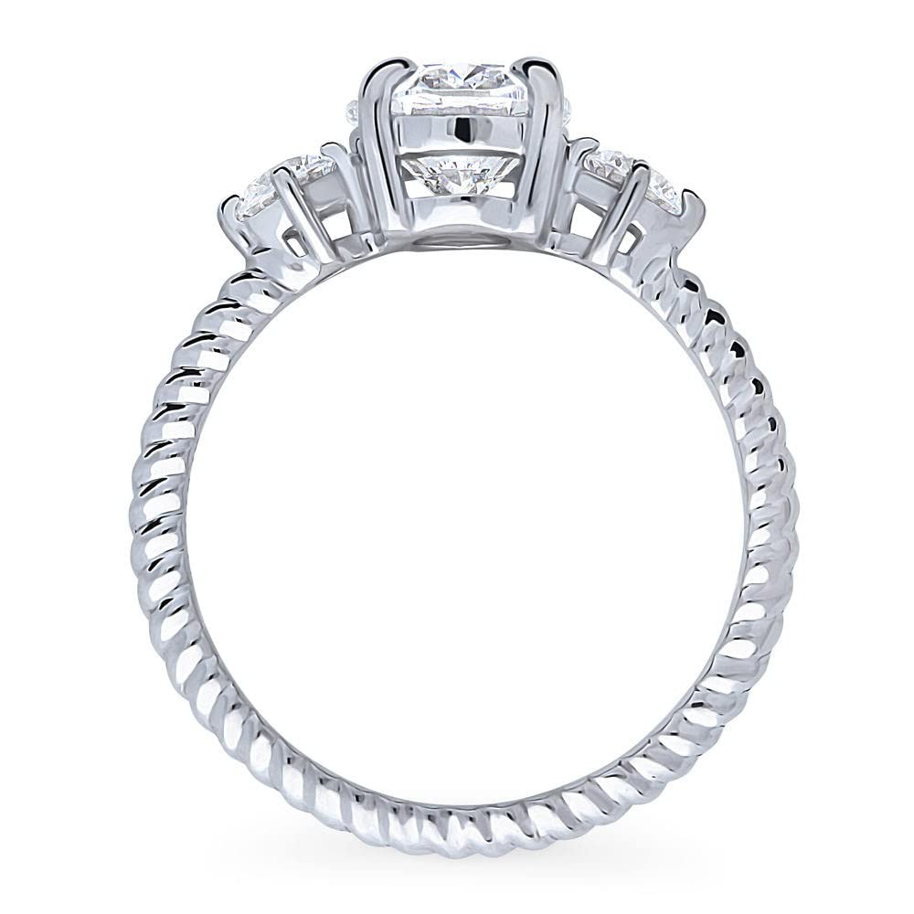 BERRICLE Sterling Silver 3-Stone Oval Cut Cubic Zirconia Engagement Ring for Women - 1.8 Carat CZ Wedding Band, Rhodium Plated Size 4-10 - Perfect for Proposals, Anniversaries & Special Occasions