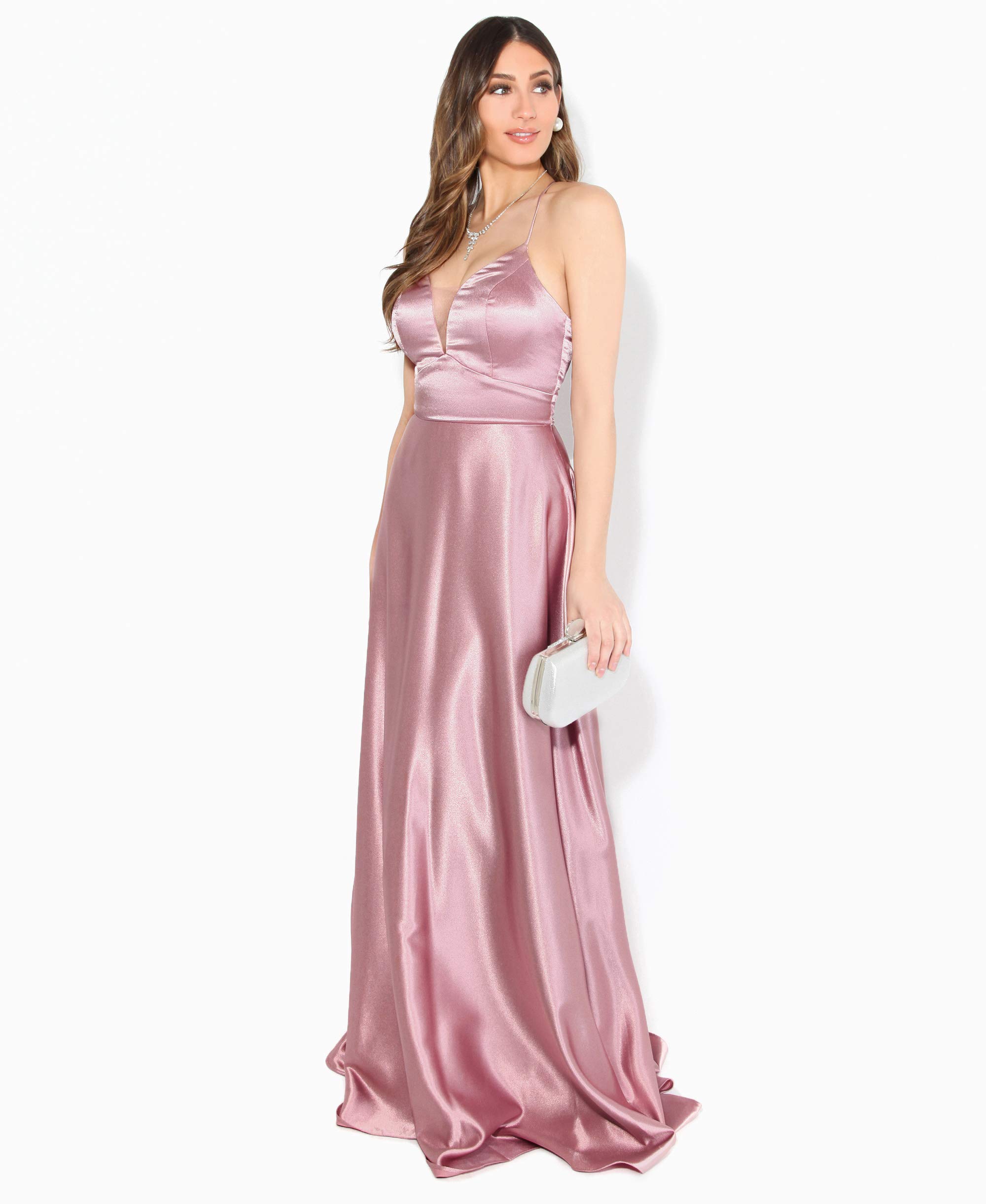 Elegant Strappy Maxi Dress for Women - Satin Evening Gown for Wedding, Cocktail Party & Special Occasions | Plus Size Formal Dress for Night Out & Summer Events