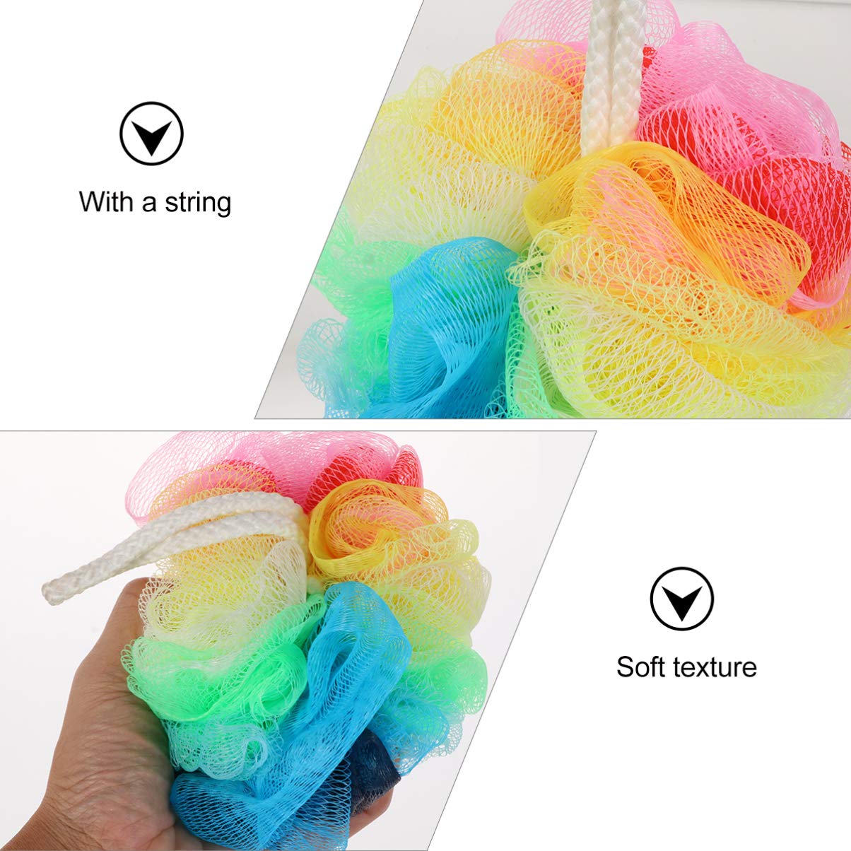Exfoliating Loofah Sponges for Face & Body - 6 Pack Bath Sponge Balls, Mesh Shower Pouf, Bubble Making Scrubber for Men & Women - Spa, Shower & Bathroom Accessories - Perfect for Exfoliation & Relaxation