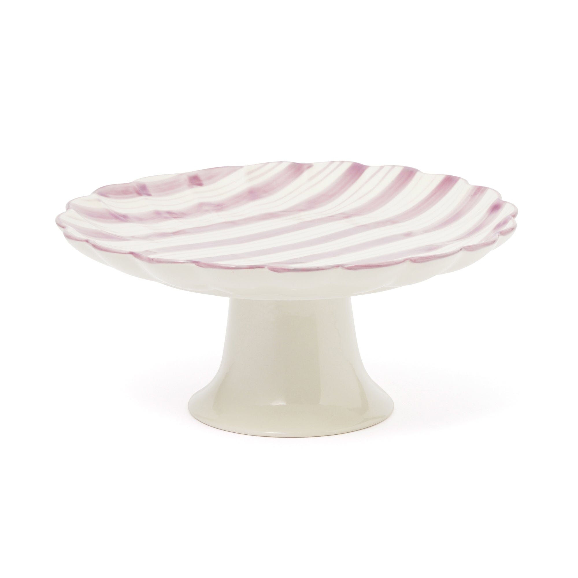 Hand Painted Purple Striped Cake Stand - Elegant Dessert Display for Weddings, Birthdays & Special Events