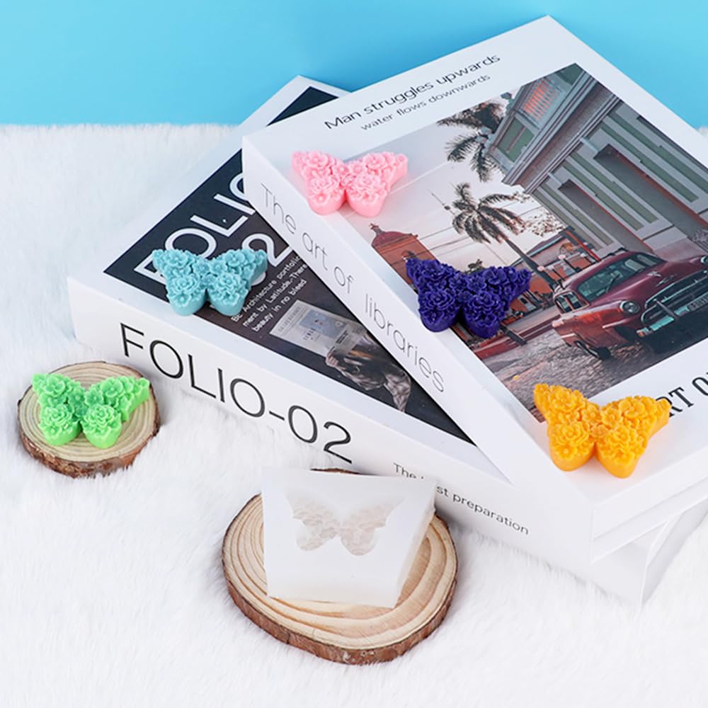 3D Flower Butterfly Silicone Molds for Epoxy Resin, DIY Candles, Soap & Chocolate - Reusable Baking Molds for Cake Decorating, Fondant & Plaster Crafts - Perfect for Home Decor, Wedding Favors & Gift Making