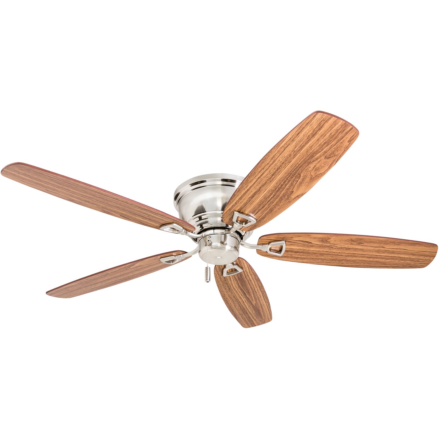 Honeywell 52 Inch Glen Alden Indoor Ceiling Fan - Brushed Nickel Finish, Flush Mount, No Light, Pull Chain Control, Reversible Motor, Quick-2-Hang Installation - Perfect for Living Room, Bedroom, or Office (Model 50515-01)