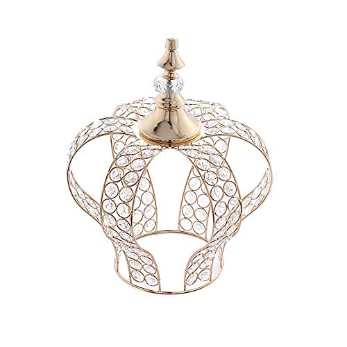 14-Inch Gold Crystal Beaded Metal Crown Cake Topper for Birthday Party & Wedding Decor | Elegant Centerpiece for Cakes, Cupcakes, Dessert Tables & Reception Decorations