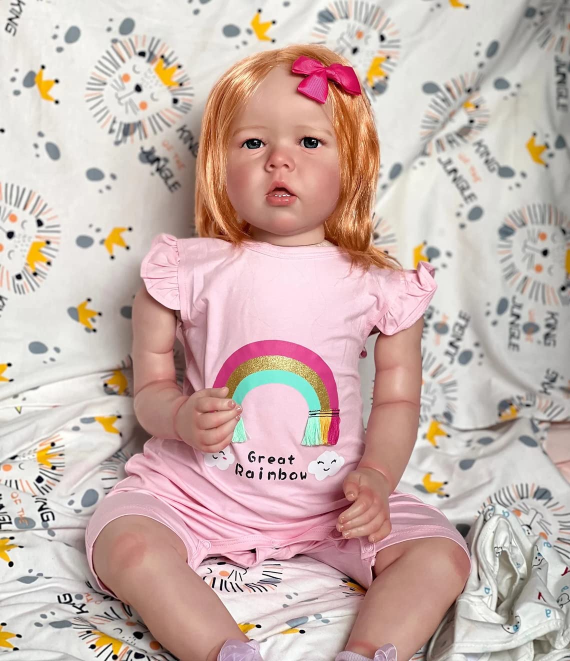 28 Inch Realistic Reborn Baby Doll with Weighted Body & Red Hair - Lifelike Toddler Girl Doll for Collectors, Perfect Gift for Girls Birthday, Christmas & Home Decoration