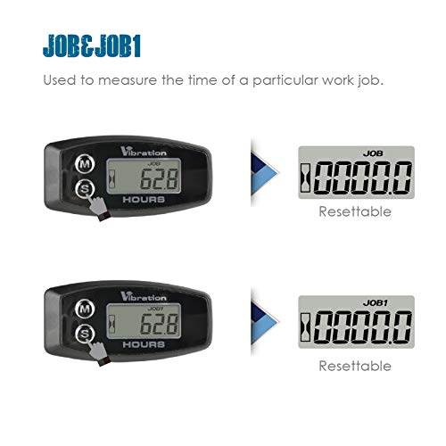 Jayron Digital Hour Meter with Vibration Activation - Maintenance Reminder & Resettable Job Timer for Generators, Marine Engines, ATVs, Lawn Mowers | User Lock Shutdown Feature | Perfect for Equipment Monitoring in Construction, Agriculture and Industrial Workplaces