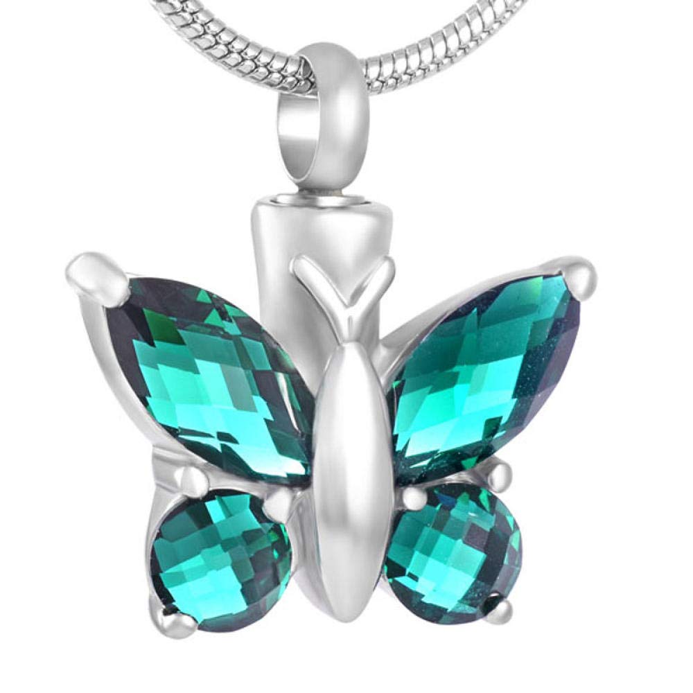 20mm Crystal Butterfly Memorial Urn Pendant - Stainless Steel Pet & Human Ashes Jewelry - Cremation Necklace with Filling Kit - Elegant Feminine Charm for Remembrance - Perfect for Memorial Gifts & Keepsakes