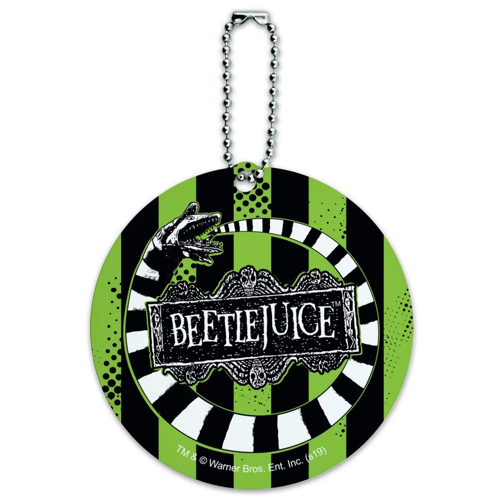 Beetlejuice Inspired Round Luggage ID Tag - Unique Beetle Worm Design for Suitcases & Carry-On Bags - Perfect for Travel Identification & Themed Accessories