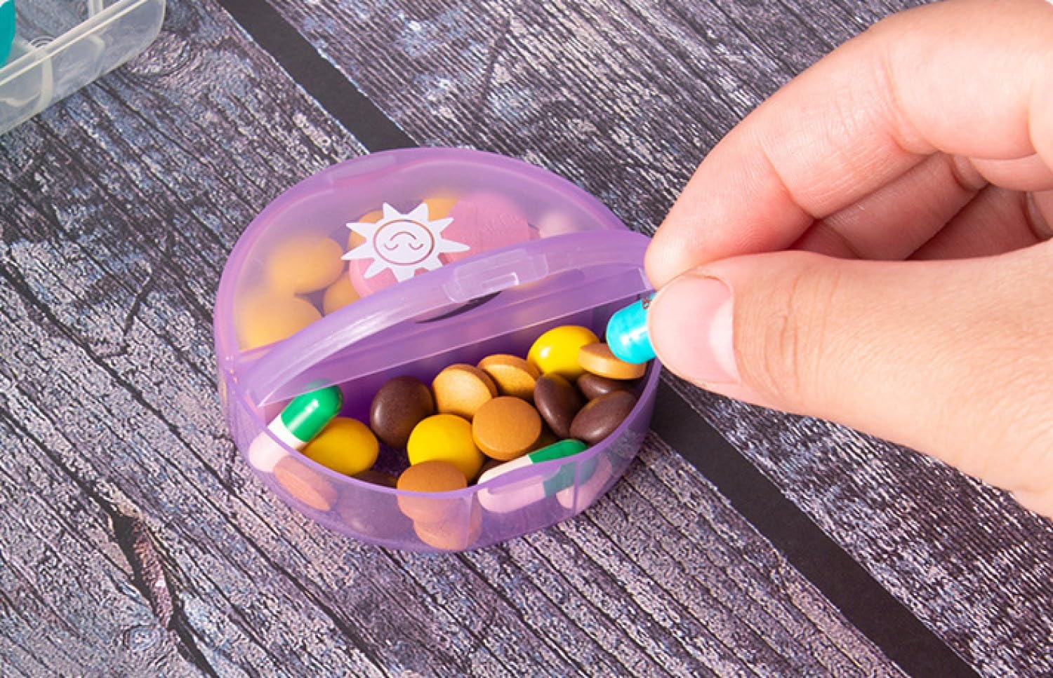 7-Day Pill Organizer with AM/PM Compartments - Round Moisture-Proof Medicine Dispenser Box for Daily Vitamin & Medication Storage (Black) | Perfect for Travel, Home Use & Elderly Care