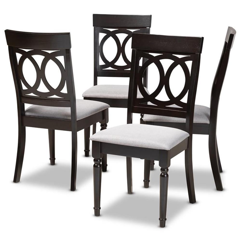Baxton Studio Lucie Wood Dining Chair Set of 4 - Modern Gray & Espresso Finish - Perfect for Kitchen, Dining Room, and Home Office